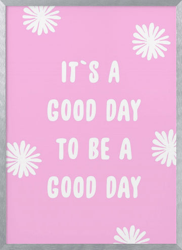 Pink Happy Quote | Poster - Silver Frame Interior