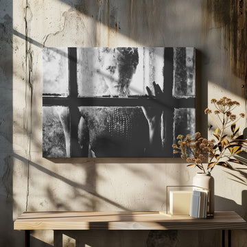 Woman Behind Dirty Glass | Canvas - Room Interior 2