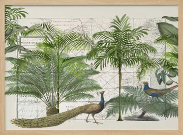 Tropical Map Wildlife | Poster - Wood Frame Interior