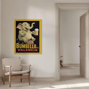 Cheerful Elephant With Beer | Canvas - Room Interior 1