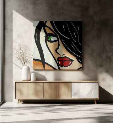 Bold Green Gaze | Canvas - Room Interior 2