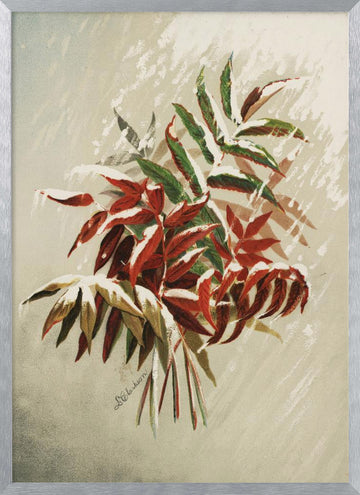 Leaves In Snow | Poster - Silver Frame Interior