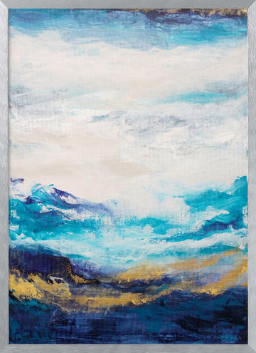 Golden Ocean Abstract | Poster - Silver Frame Interior
