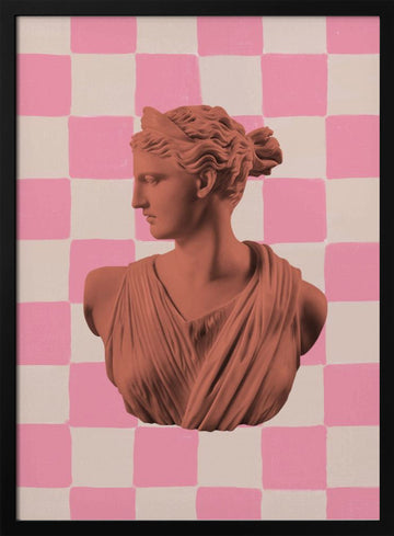 Pink Checkerboard Goddess | Poster - Black Metal Frame Interior