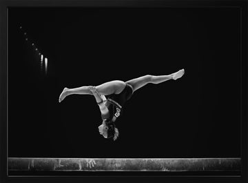 Dynamic Balance Beam Split | Poster - Black Metal Frame Interior