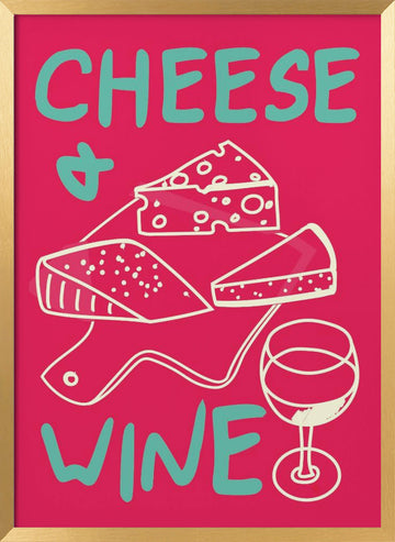 Cheese and Wine Delight | Poster - Gold Frame Interior