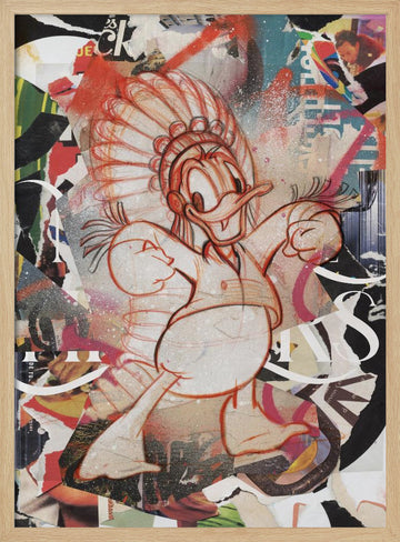 Energetic Duck Collage | Poster - Wood Frame Interior