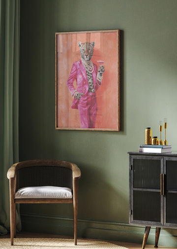 Leopard Pink Suit Martini | Poster - Room Interior 2