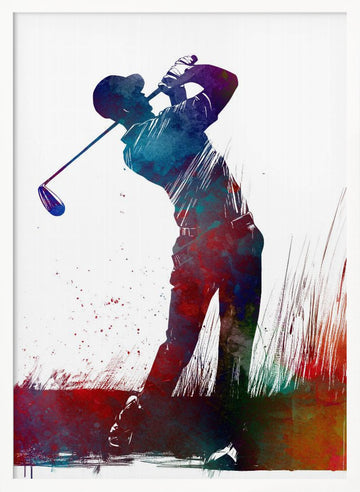 Vibrant Golf Swing | Poster - White Frame Interior