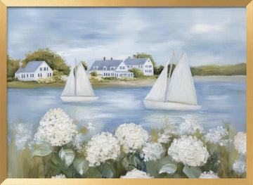 Serene Coastal Sailboats | Poster - Gold Frame Interior