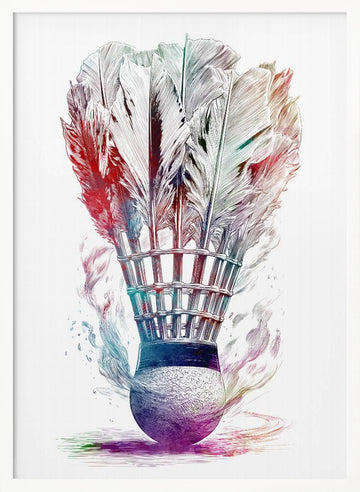 Colorful Badminton Shuttlecock | Poster - White Frame Interior
