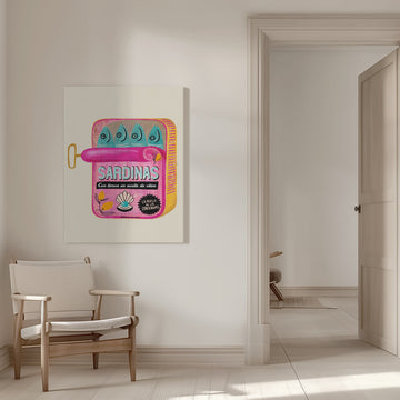 Whimsical Pink Sardines | Canvas - Room Interior 1