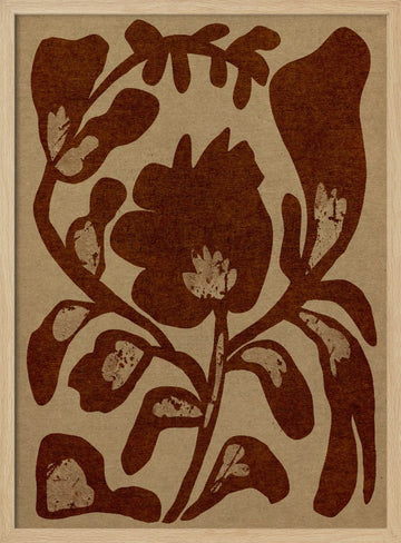 Earthy Floral Motif | Poster - Wood Frame Interior