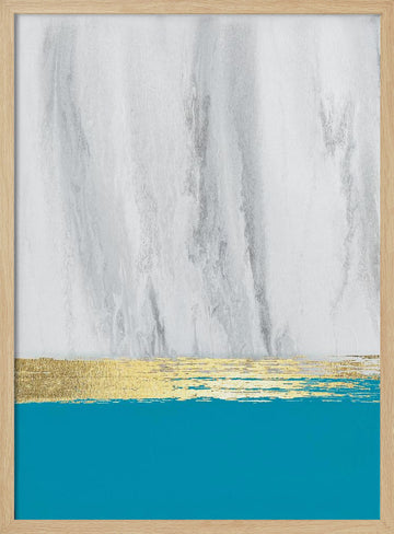 Teal Gold Horizon | Poster - Wood Frame Interior