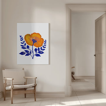 Vibrant Folk Flower | Canvas - Room Interior 1