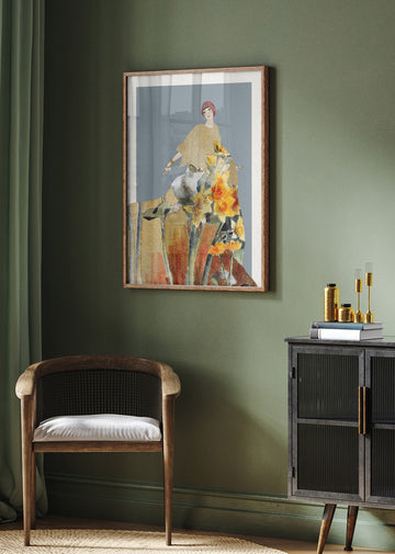 Golden Floral Woman | Poster - Room Interior 2