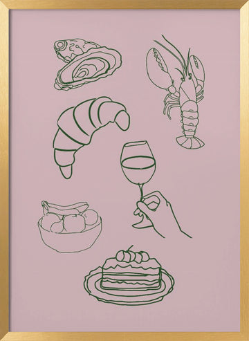 Gourmet Delight Icons | Poster - Gold Frame Interior