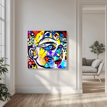 Colorful Abstract Face | Canvas - Room Interior 1