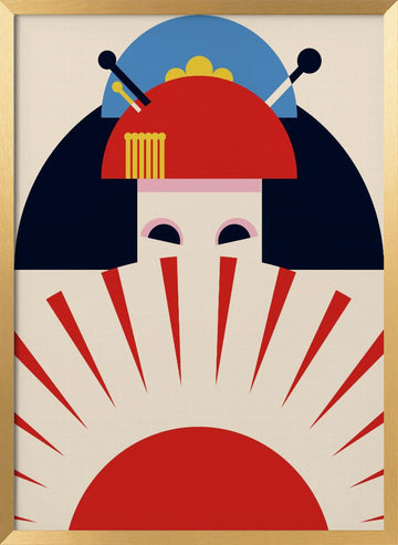Japanese Geisha Rising Sun | Poster - Gold Frame Interior