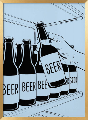 Cold Beer Grab | Poster - Gold Frame Interior