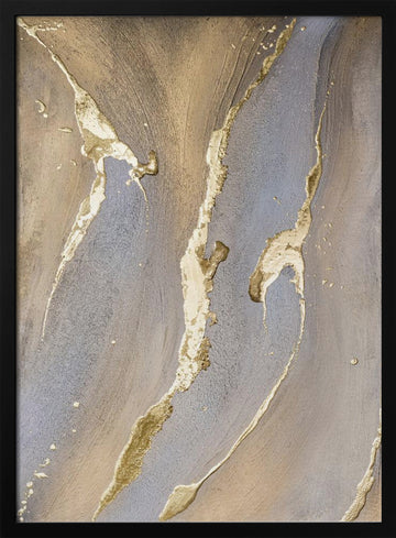 Liquid Gold Streams | Poster - Black Metal Frame Interior