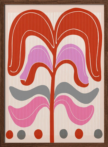 Abstract Floral Design | Poster - Walnut Frame Interior