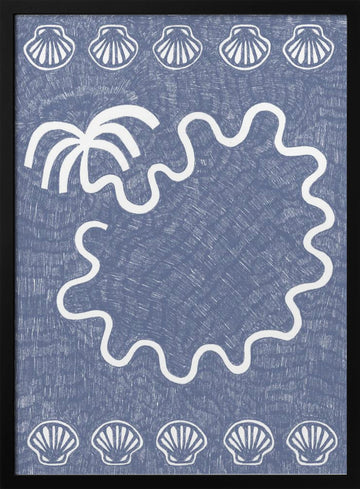 Wavy Tropical Island | Poster - Black Metal Frame Interior