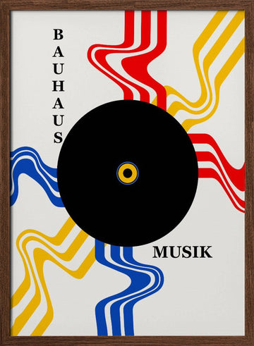 Bauhaus Music Record | Poster - Walnut Frame Interior