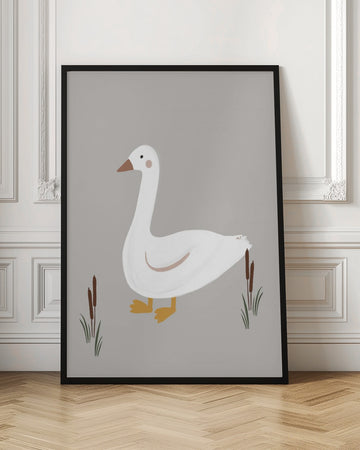 Minimalist White Goose | Poster - Room Interior 1