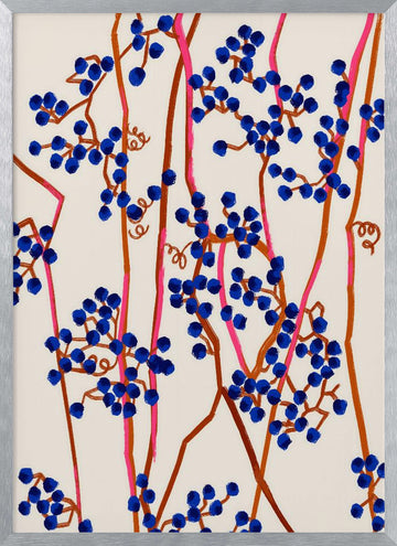Abstract Blue Berries | Poster - Silver Frame Interior