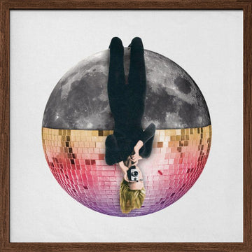 Upside Down Cosmic Disco | Poster - Walnut Frame Interior