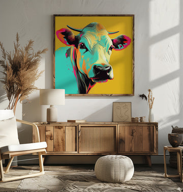 Vibrant Pop Art Cow | Poster - Room Interior 2