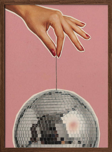 Retro Disco Hand | Poster - Walnut Frame Interior