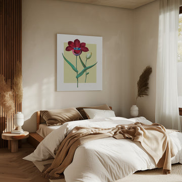 Red Tulip Blue Heart | Canvas - Room Interior 2