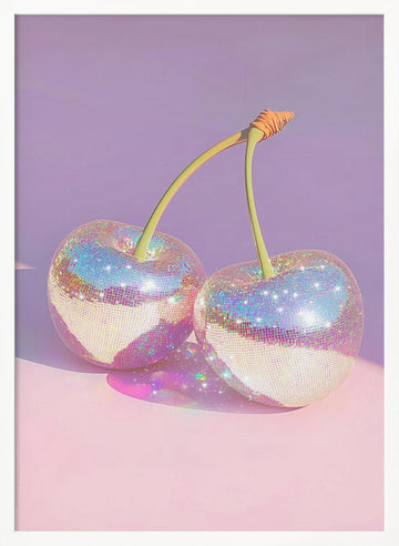 Sparkling Disco Cherries | Poster - White Frame Interior