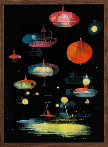 Lanterns | Poster - Walnut Frame Interior