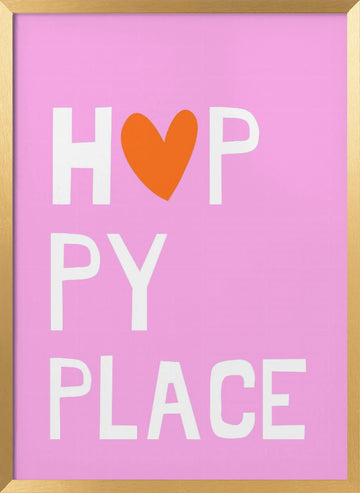 Happy Place Heart | Poster - Gold Frame Interior