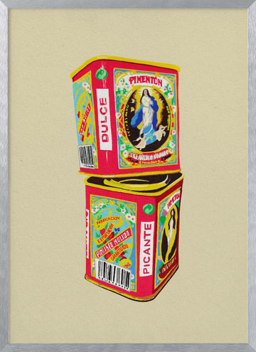 Spanish Paprika Cans | Poster - Silver Frame Interior