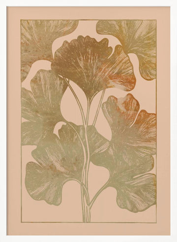 Golden Ginkgo Leaves | Poster - White Frame Interior