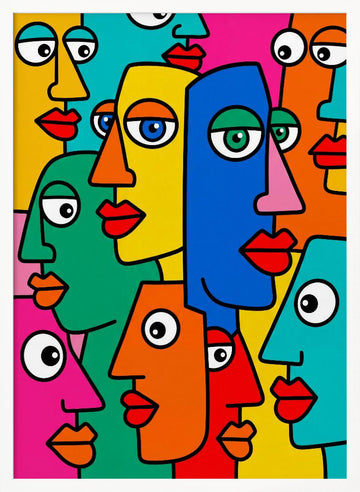 Colorful Abstract Faces | Poster - White Frame Interior