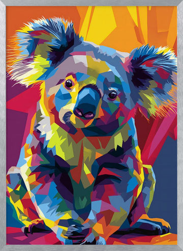 Colorful Pop Art Koala | Poster - Silver Frame Interior