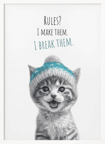 Happy Kitten Rules | Poster - White Frame Interior
