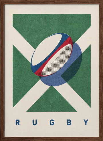 Scottish Rugby Ball | Poster - Walnut Frame Interior