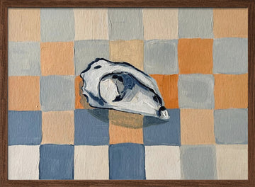 Oyster Shell Checkers | Poster - Walnut Frame Interior