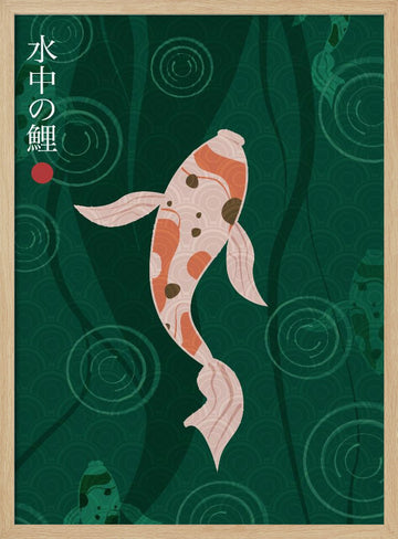 Elegant Japanese Koi | Poster - Wood Frame Interior