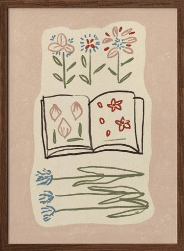 Botanical Study Book | Poster - Walnut Frame Interior