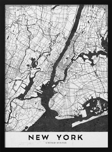 New York City Map | Poster - Black Metal Frame Interior