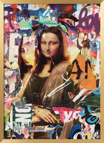Urban Collage Portrait | Poster - Gold Frame Interior