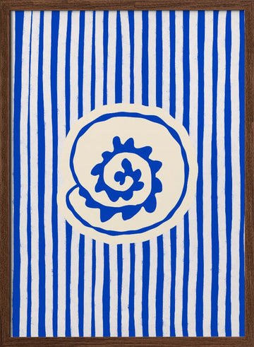 Blue Striped Shell | Poster - Walnut Frame Interior