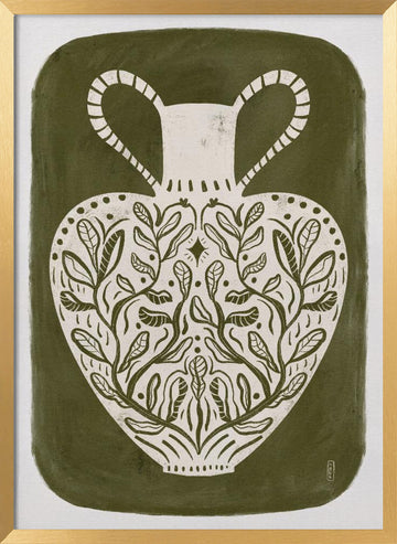 Botanical Folk Vase | Poster - Gold Frame Interior
